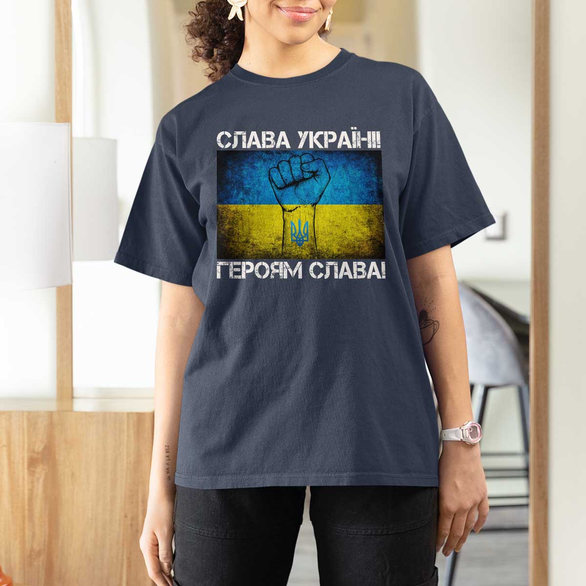 Ukraine Flag T Shirt For Women Glory to the Heroes Ukrainian Patriot Patriotic