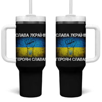 Ukraine Flag Tumbler With Handle Glory to the Heroes Ukrainian Patriot Patriotic