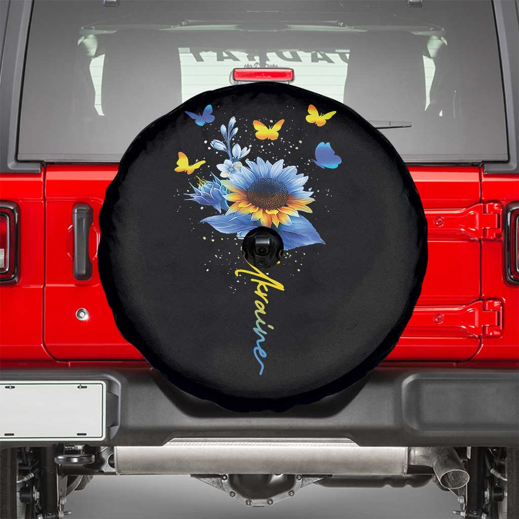 Sunflower Ukraine Flag Spare Tire Cover Ukrainian Butterflies Flowers