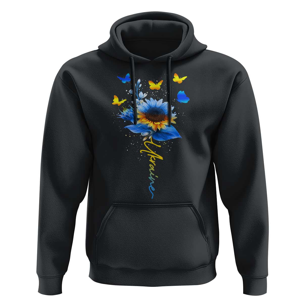 Sunflower Ukraine Flag Hoodie Ukrainian Butterflies Flowers