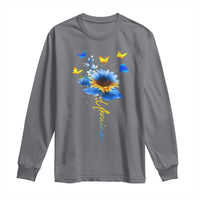 Sunflower Ukraine Flag Long Sleeve Shirt Ukrainian Butterflies Flowers