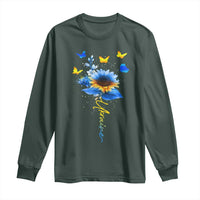 Sunflower Ukraine Flag Long Sleeve Shirt Ukrainian Butterflies Flowers