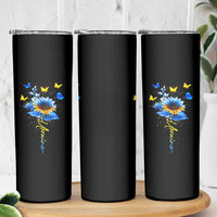 Sunflower Ukraine Flag Skinny Tumbler Ukrainian Butterflies Flowers