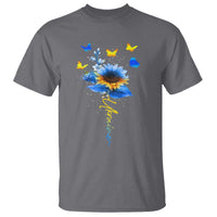 Sunflower Ukraine Flag T Shirt Ukrainian Butterflies Flowers