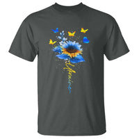 Sunflower Ukraine Flag T Shirt Ukrainian Butterflies Flowers