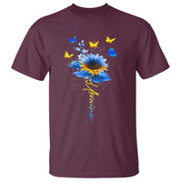 Sunflower Ukraine Flag T Shirt Ukrainian Butterflies Flowers