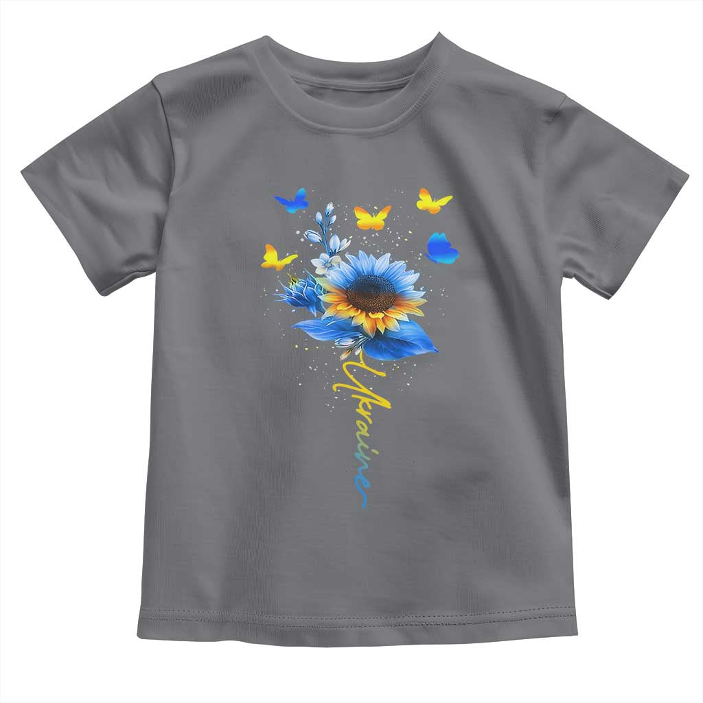 Sunflower Ukraine Flag Toddler T Shirt Ukrainian Butterflies Flowers