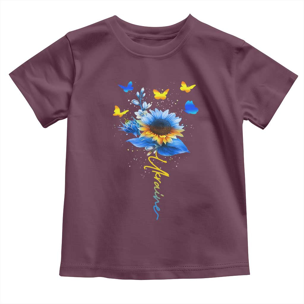 Sunflower Ukraine Flag Toddler T Shirt Ukrainian Butterflies Flowers