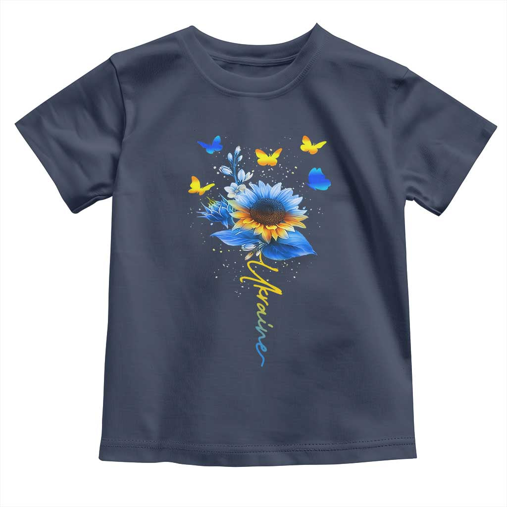 Sunflower Ukraine Flag Toddler T Shirt Ukrainian Butterflies Flowers