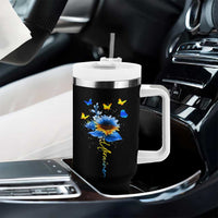 Sunflower Ukraine Flag Tumbler With Handle Ukrainian Butterflies Flowers