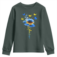 Sunflower Ukraine Flag Youth Sweatshirt Ukrainian Butterflies Flowers
