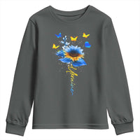 Sunflower Ukraine Flag Youth Sweatshirt Ukrainian Butterflies Flowers