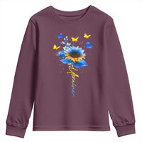 Sunflower Ukraine Flag Youth Sweatshirt Ukrainian Butterflies Flowers