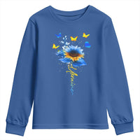 Sunflower Ukraine Flag Youth Sweatshirt Ukrainian Butterflies Flowers