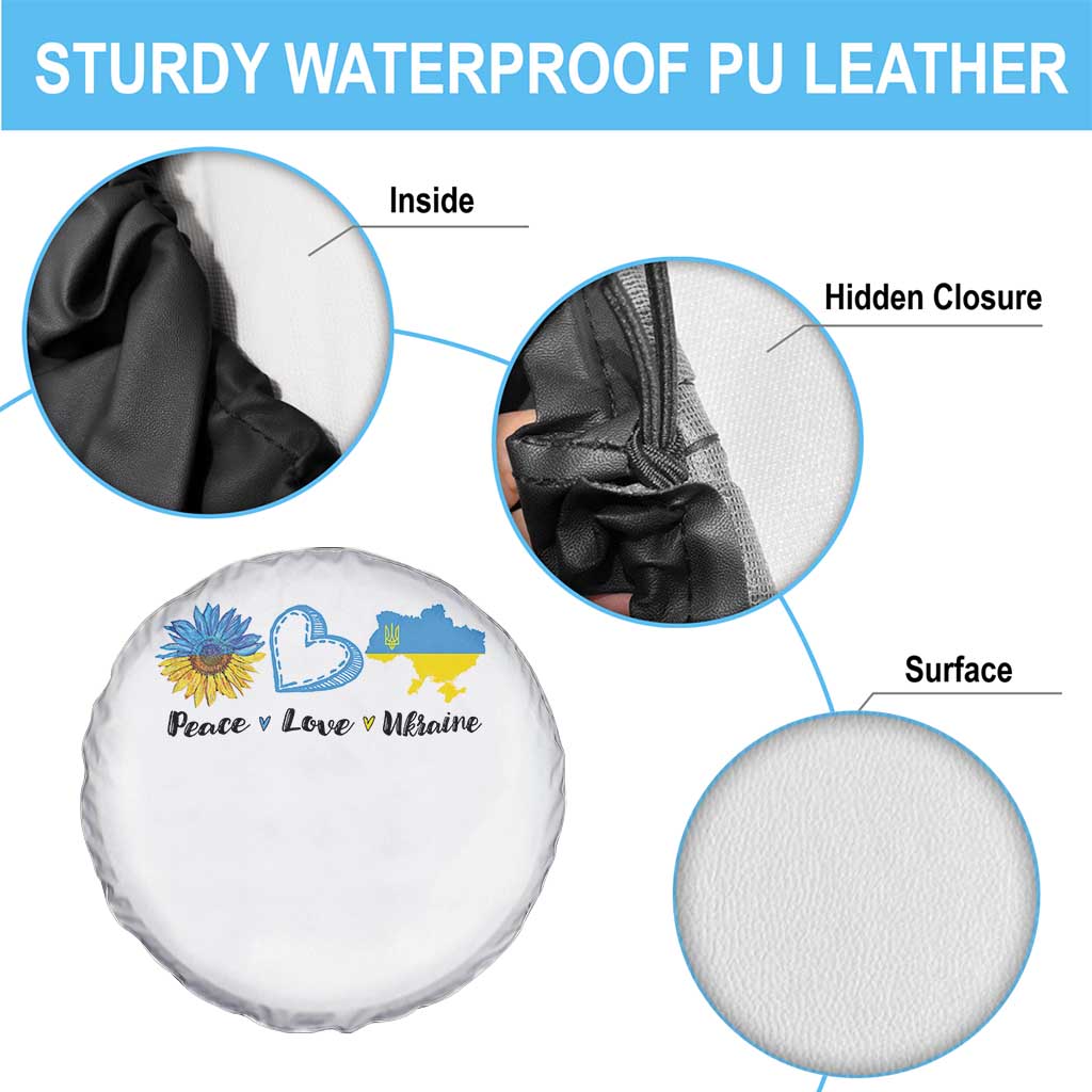 Peace Love Ukraine Sunflower Flag Spare Tire Cover