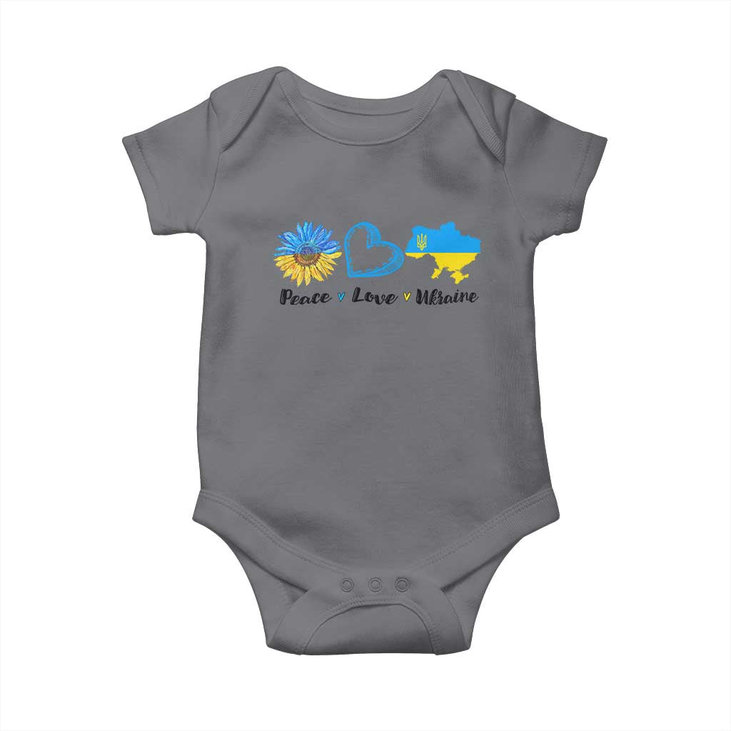 Peace Love Ukraine Sunflower Flag Baby Onesie