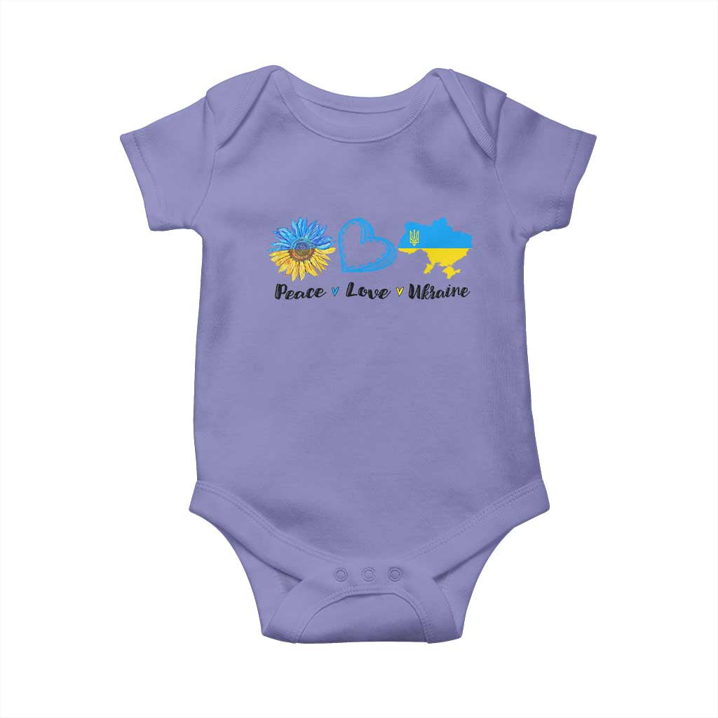 Peace Love Ukraine Sunflower Flag Baby Onesie