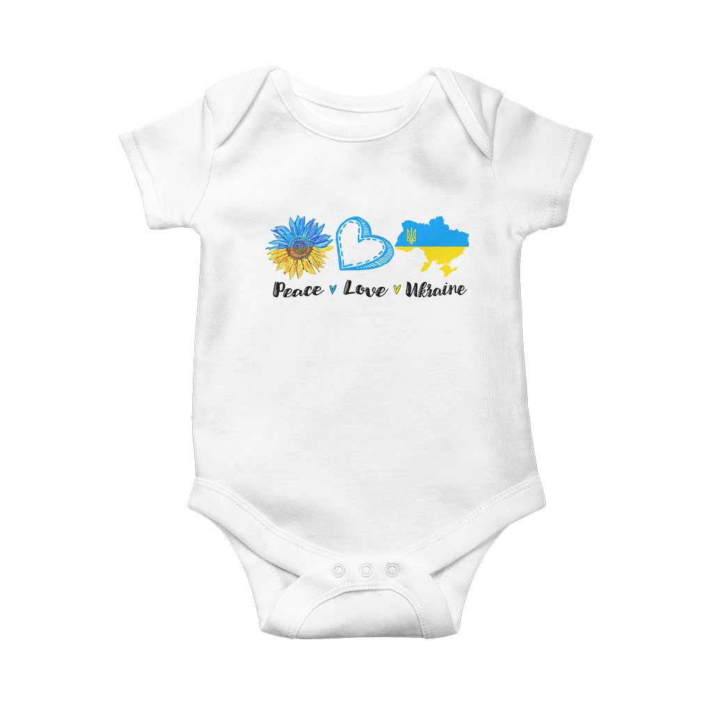 Peace Love Ukraine Sunflower Flag Baby Onesie