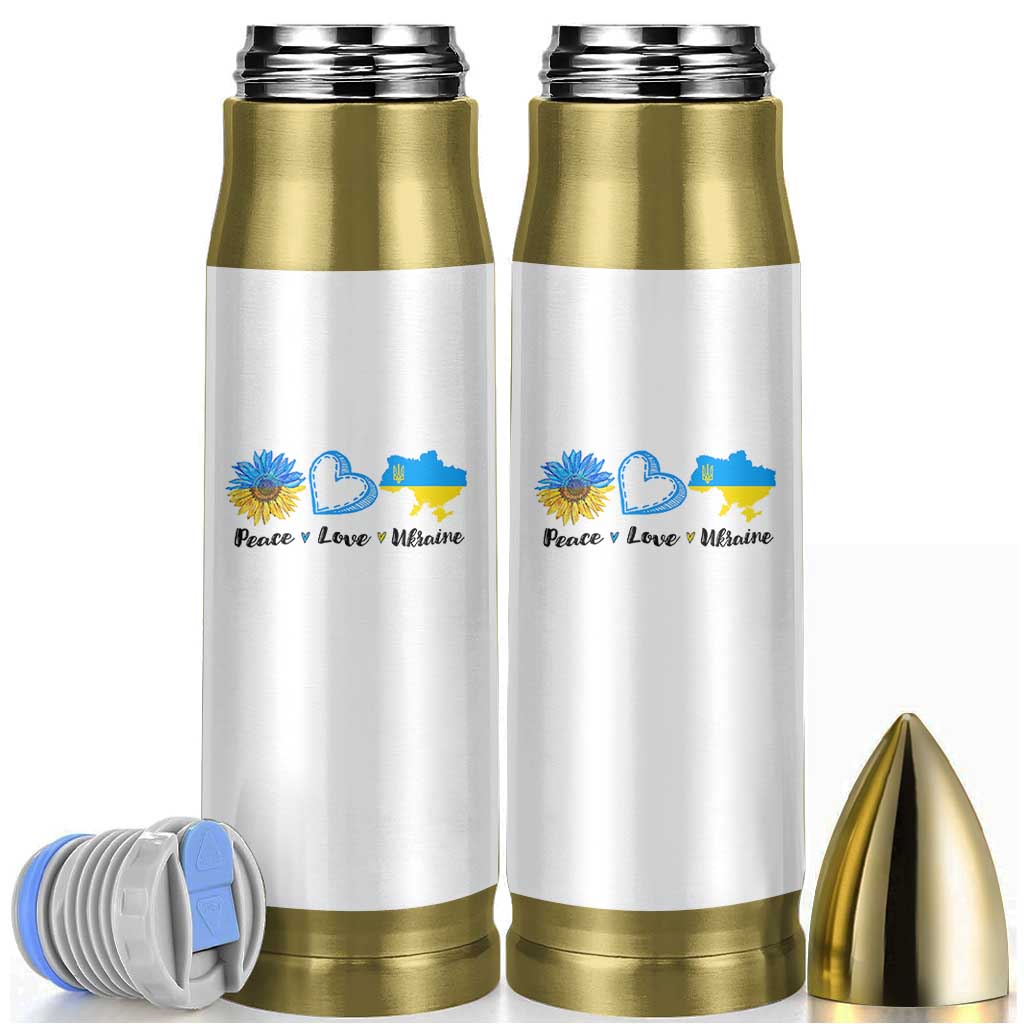 Peace Love Ukraine Sunflower Flag Bullet Tumbler