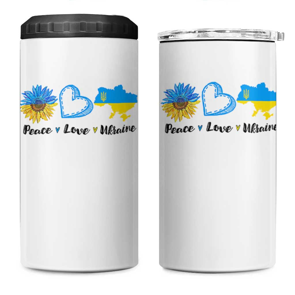 Peace Love Ukraine Sunflower Flag 4 in 1 Can Cooler Tumbler