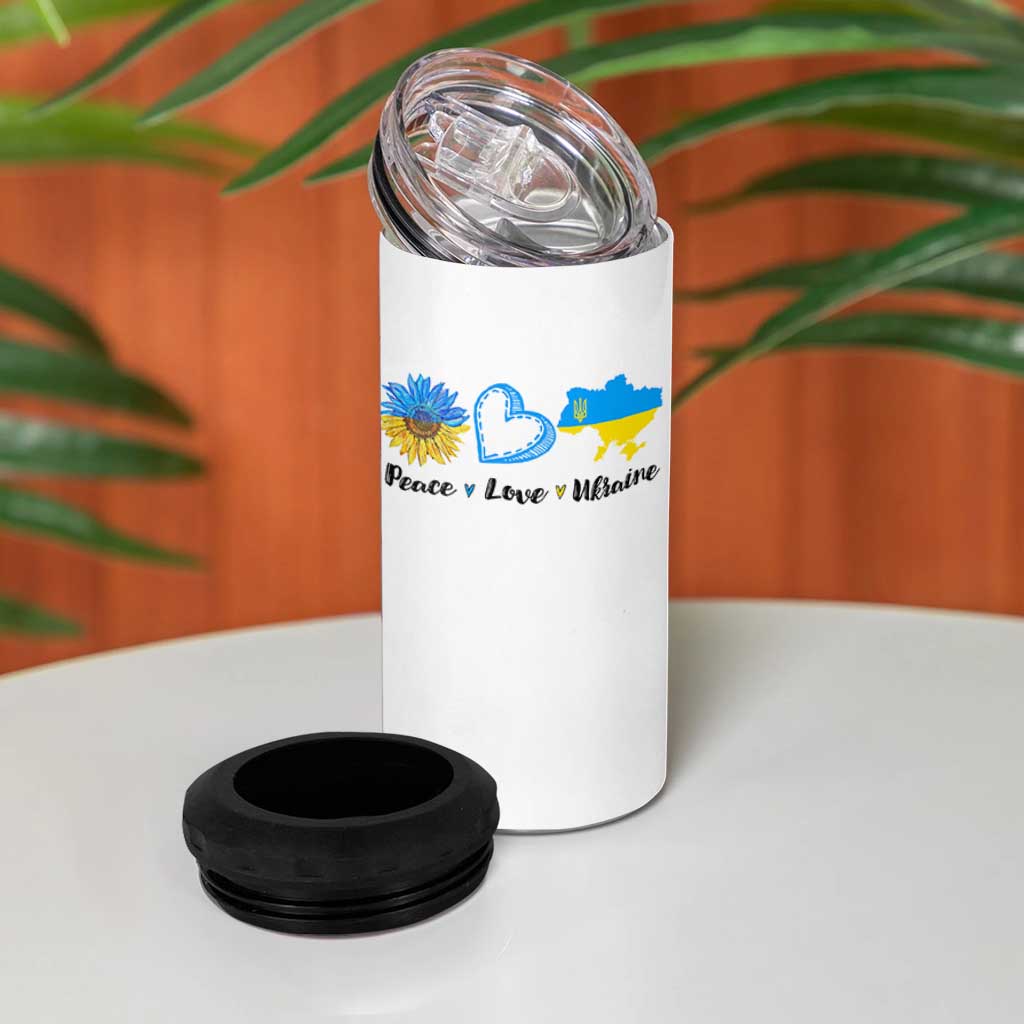 Peace Love Ukraine Sunflower Flag 4 in 1 Can Cooler Tumbler