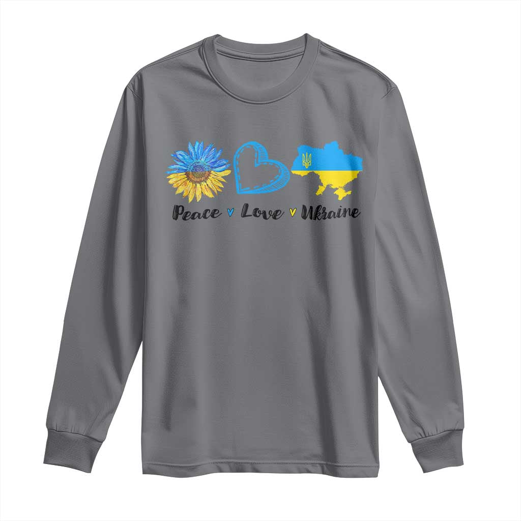 Peace Love Ukraine Sunflower Flag Long Sleeve Shirt