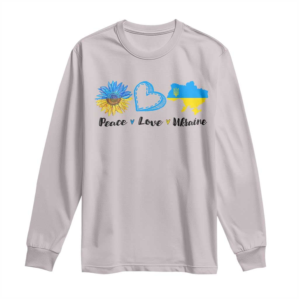 Peace Love Ukraine Sunflower Flag Long Sleeve Shirt