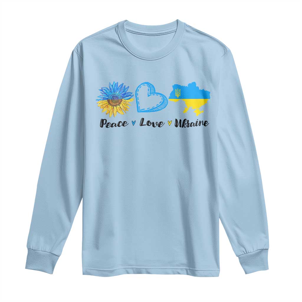 Peace Love Ukraine Sunflower Flag Long Sleeve Shirt