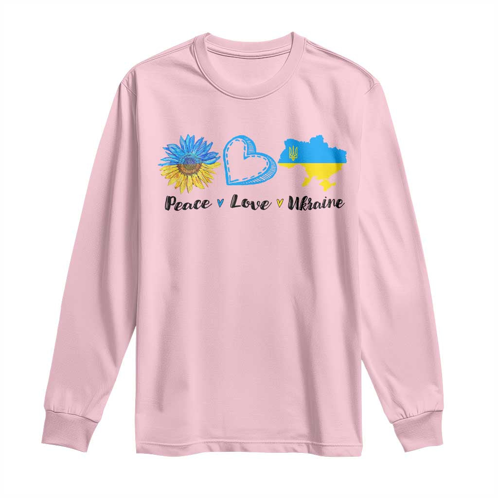 Peace Love Ukraine Sunflower Flag Long Sleeve Shirt