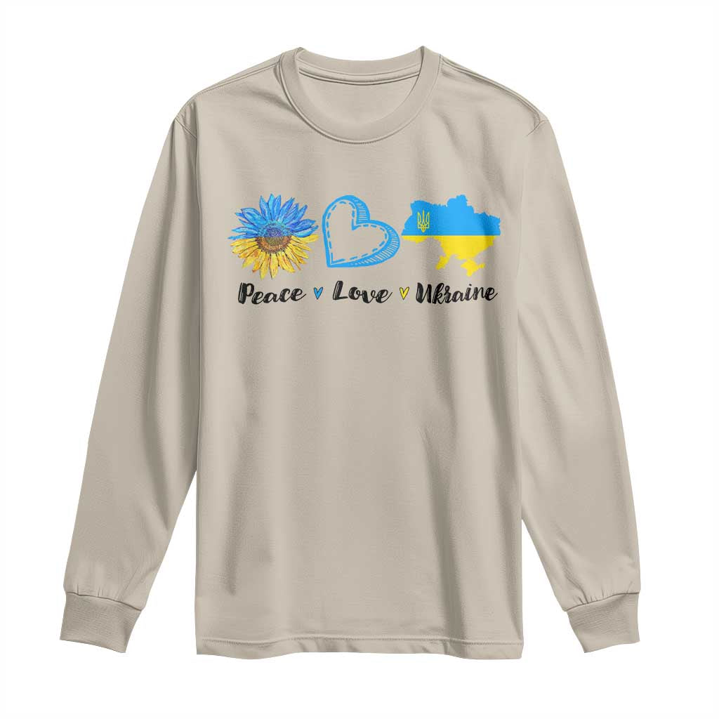 Peace Love Ukraine Sunflower Flag Long Sleeve Shirt