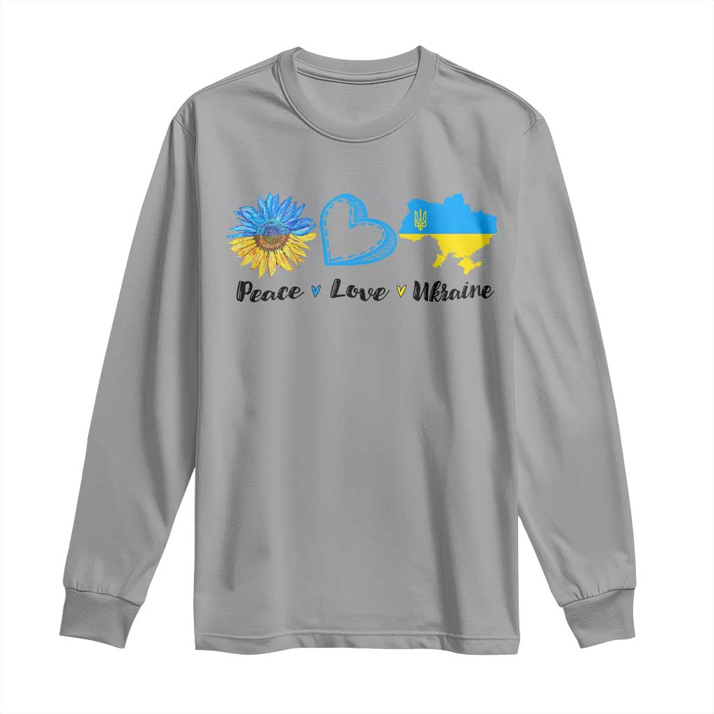 Peace Love Ukraine Sunflower Flag Long Sleeve Shirt