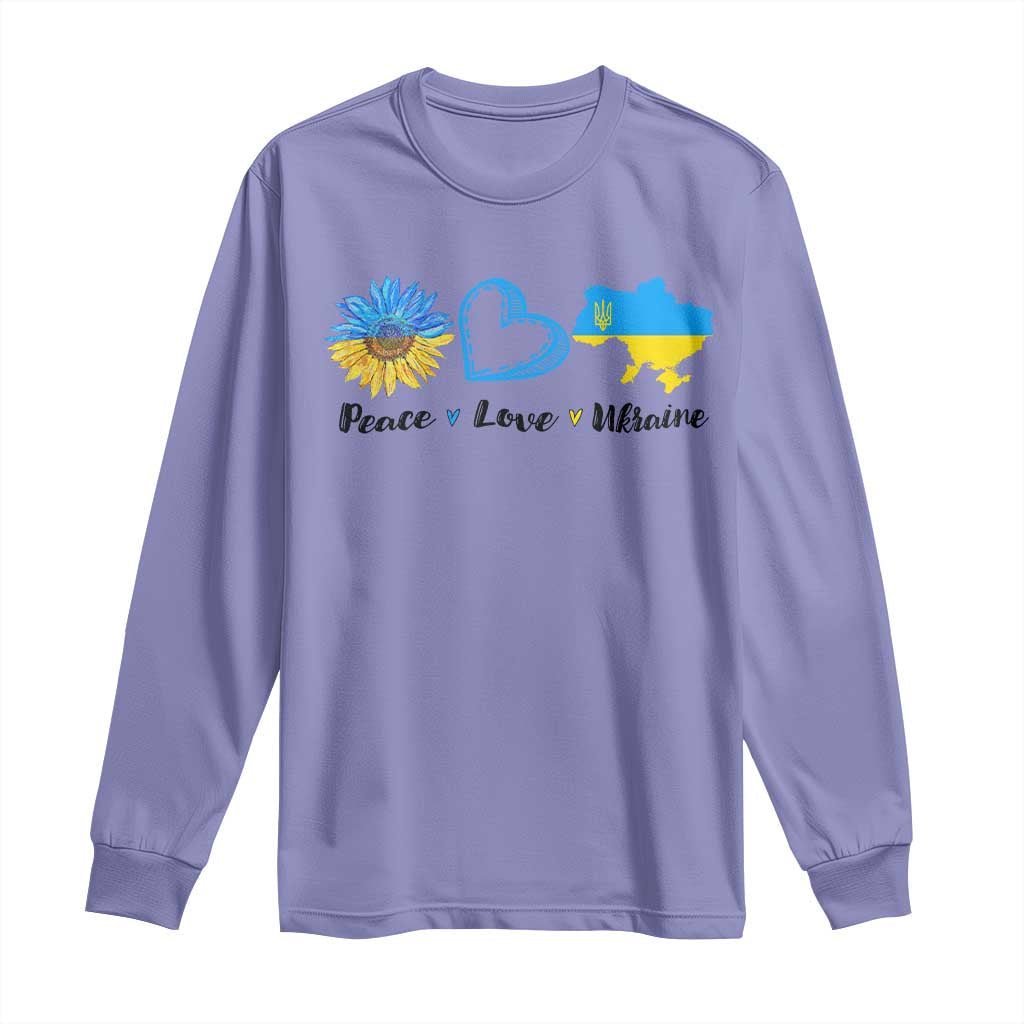 Peace Love Ukraine Sunflower Flag Long Sleeve Shirt