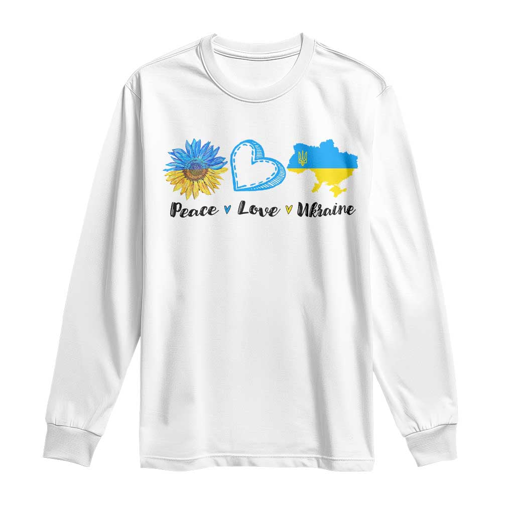 Peace Love Ukraine Sunflower Flag Long Sleeve Shirt