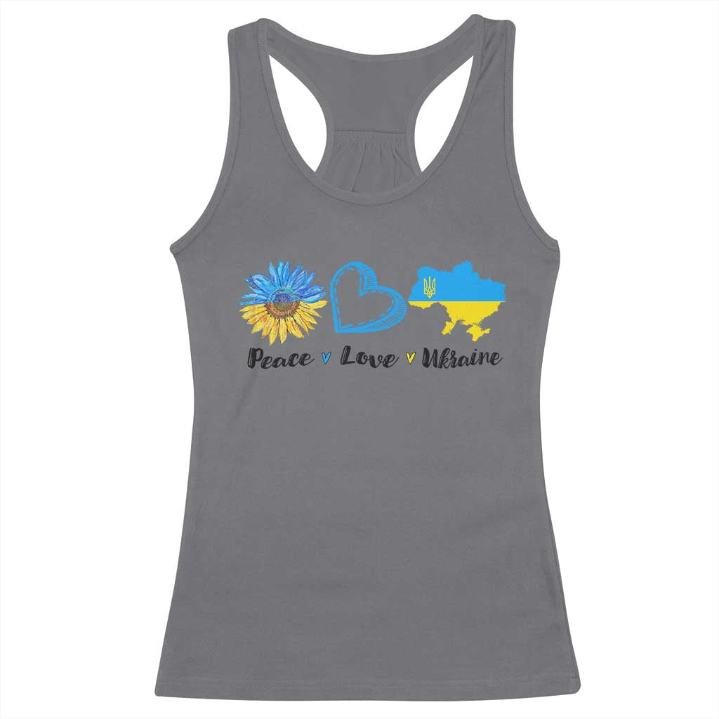 Peace Love Ukraine Sunflower Flag Racerback Tank Top