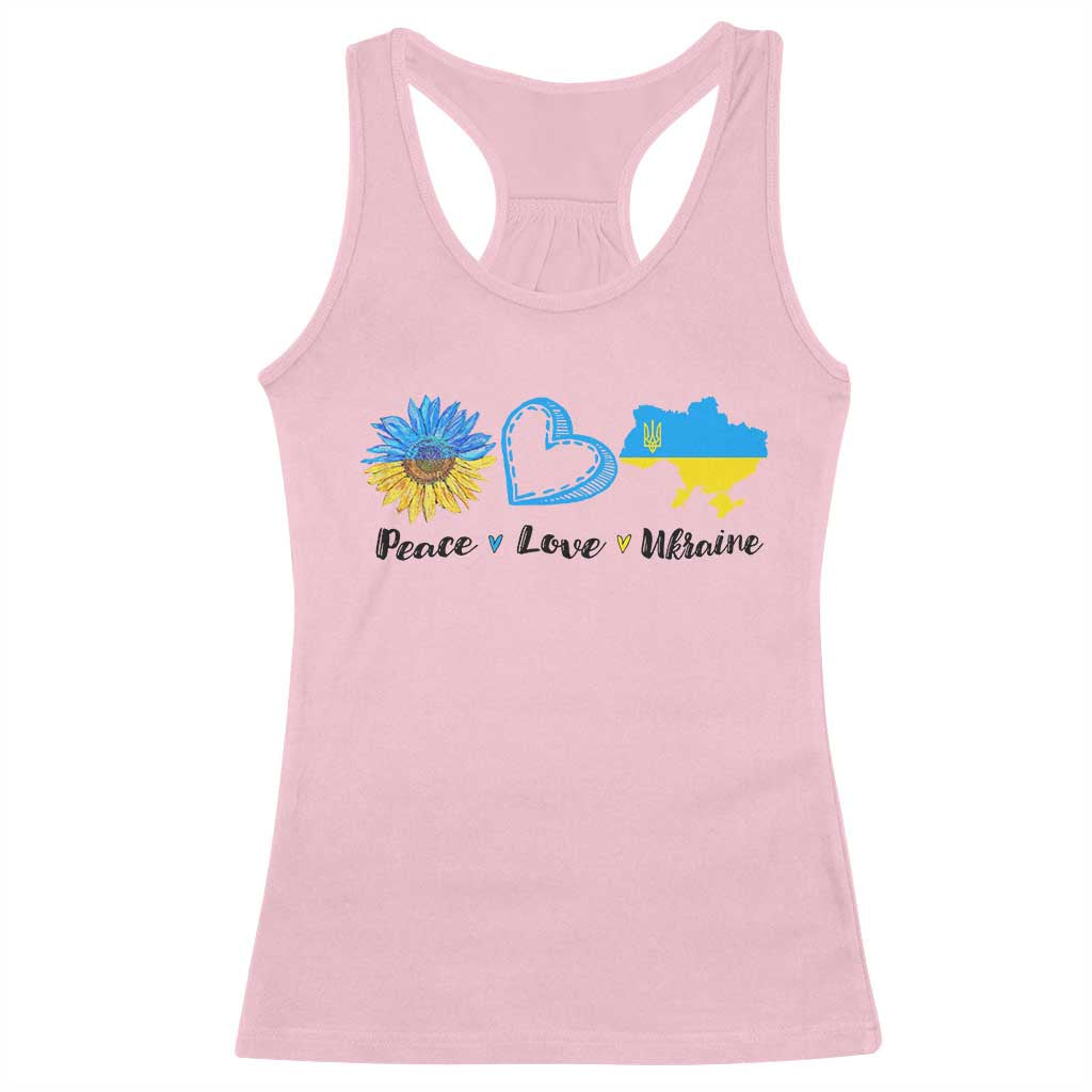 Peace Love Ukraine Sunflower Flag Racerback Tank Top