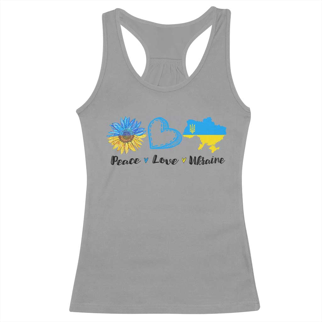 Peace Love Ukraine Sunflower Flag Racerback Tank Top