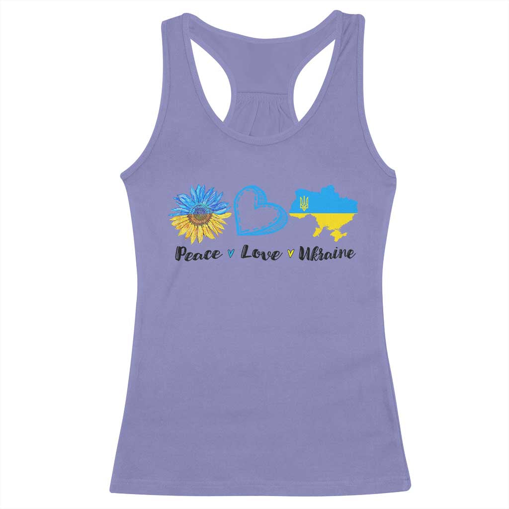 Peace Love Ukraine Sunflower Flag Racerback Tank Top