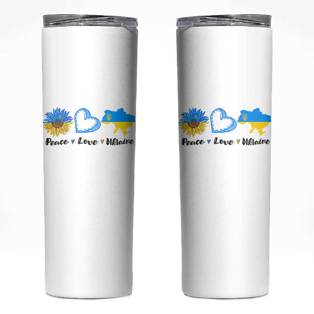 Peace Love Ukraine Sunflower Flag Skinny Tumbler