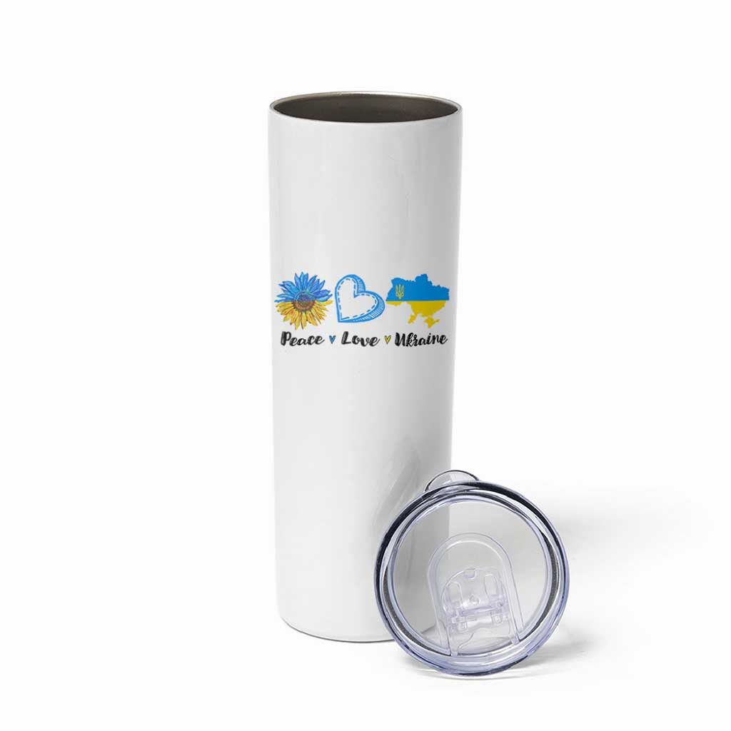Peace Love Ukraine Sunflower Flag Skinny Tumbler