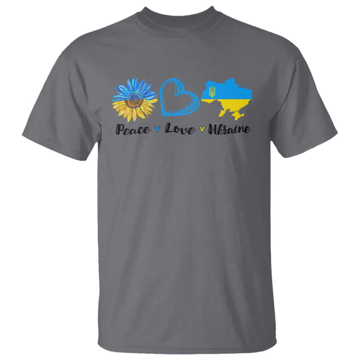 Peace Love Ukraine Sunflower Flag T Shirt