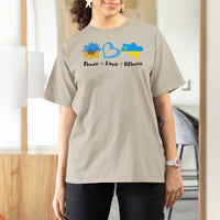 Peace Love Ukraine Sunflower Flag T Shirt For Women