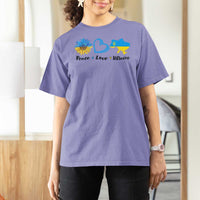 Peace Love Ukraine Sunflower Flag T Shirt For Women