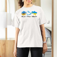 Peace Love Ukraine Sunflower Flag T Shirt For Women