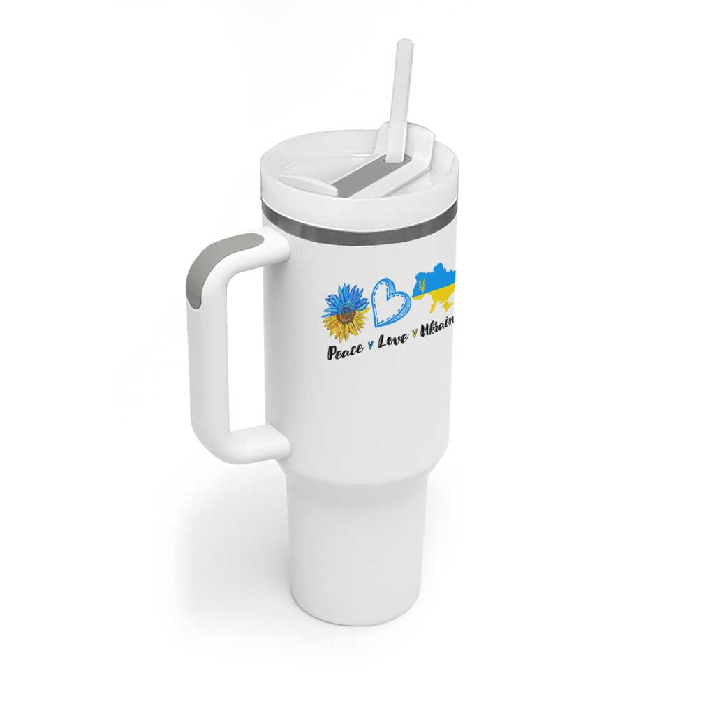 Peace Love Ukraine Sunflower Flag Tumbler With Handle