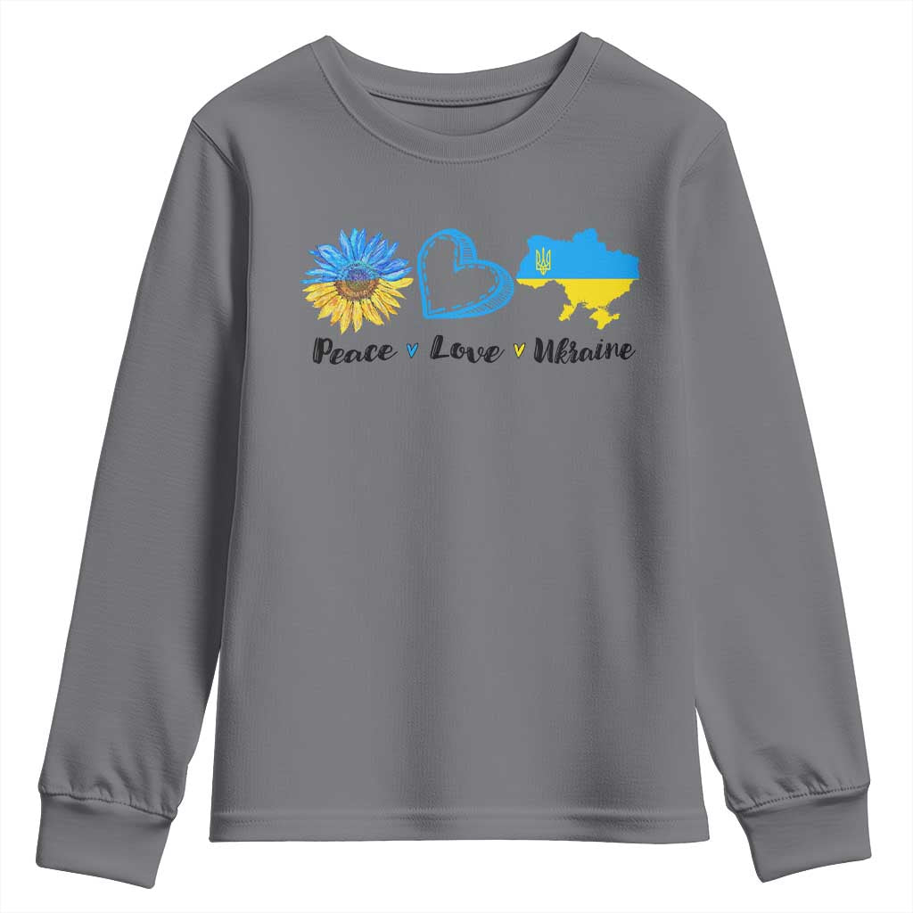 Peace Love Ukraine Sunflower Flag Youth Sweatshirt