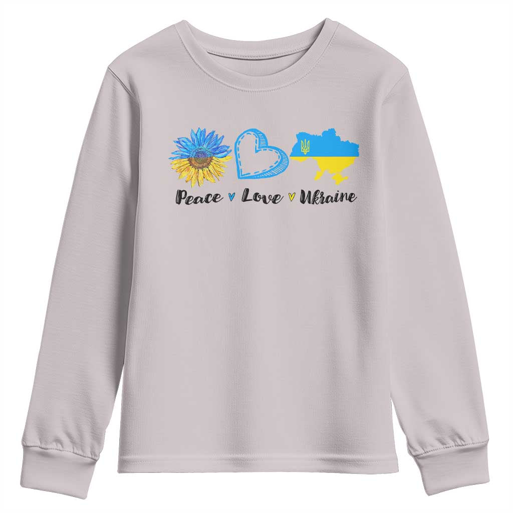 Peace Love Ukraine Sunflower Flag Youth Sweatshirt