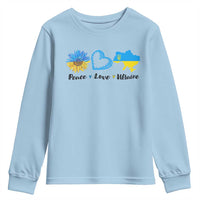 Peace Love Ukraine Sunflower Flag Youth Sweatshirt