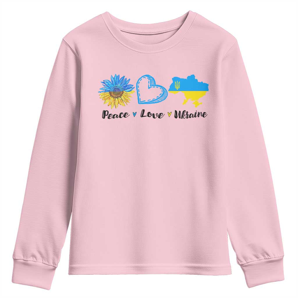 Peace Love Ukraine Sunflower Flag Youth Sweatshirt