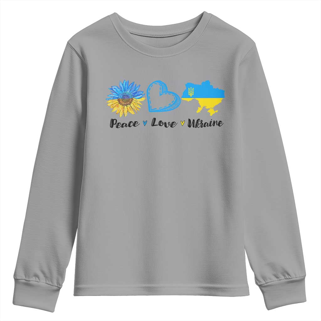 Peace Love Ukraine Sunflower Flag Youth Sweatshirt