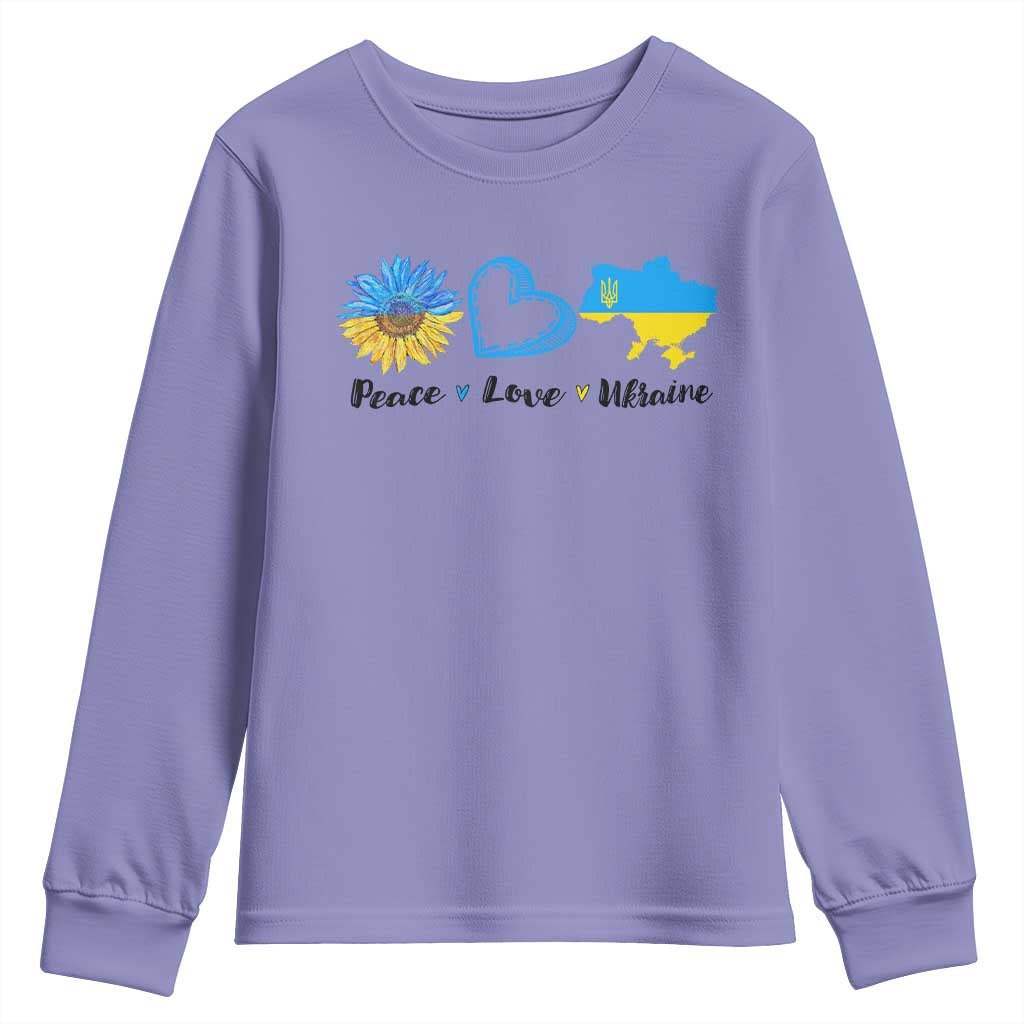 Peace Love Ukraine Sunflower Flag Youth Sweatshirt